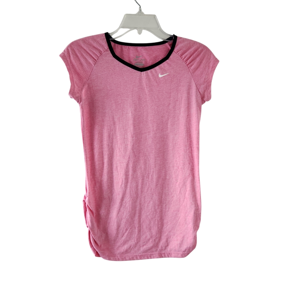 Nike Kids  Pink Short Sleeve Tee Large Black Trim Athletic Running Soccer Gym